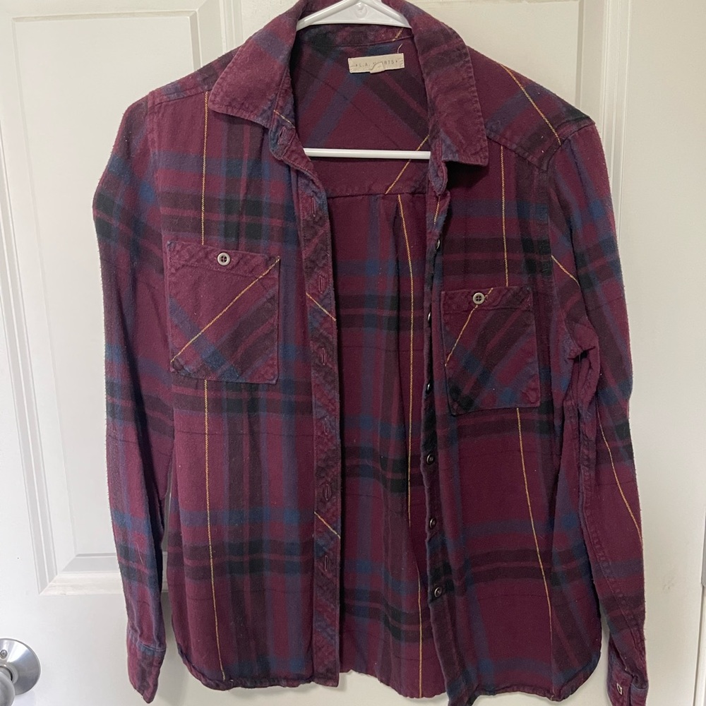 LA hearts plaid button up shirt